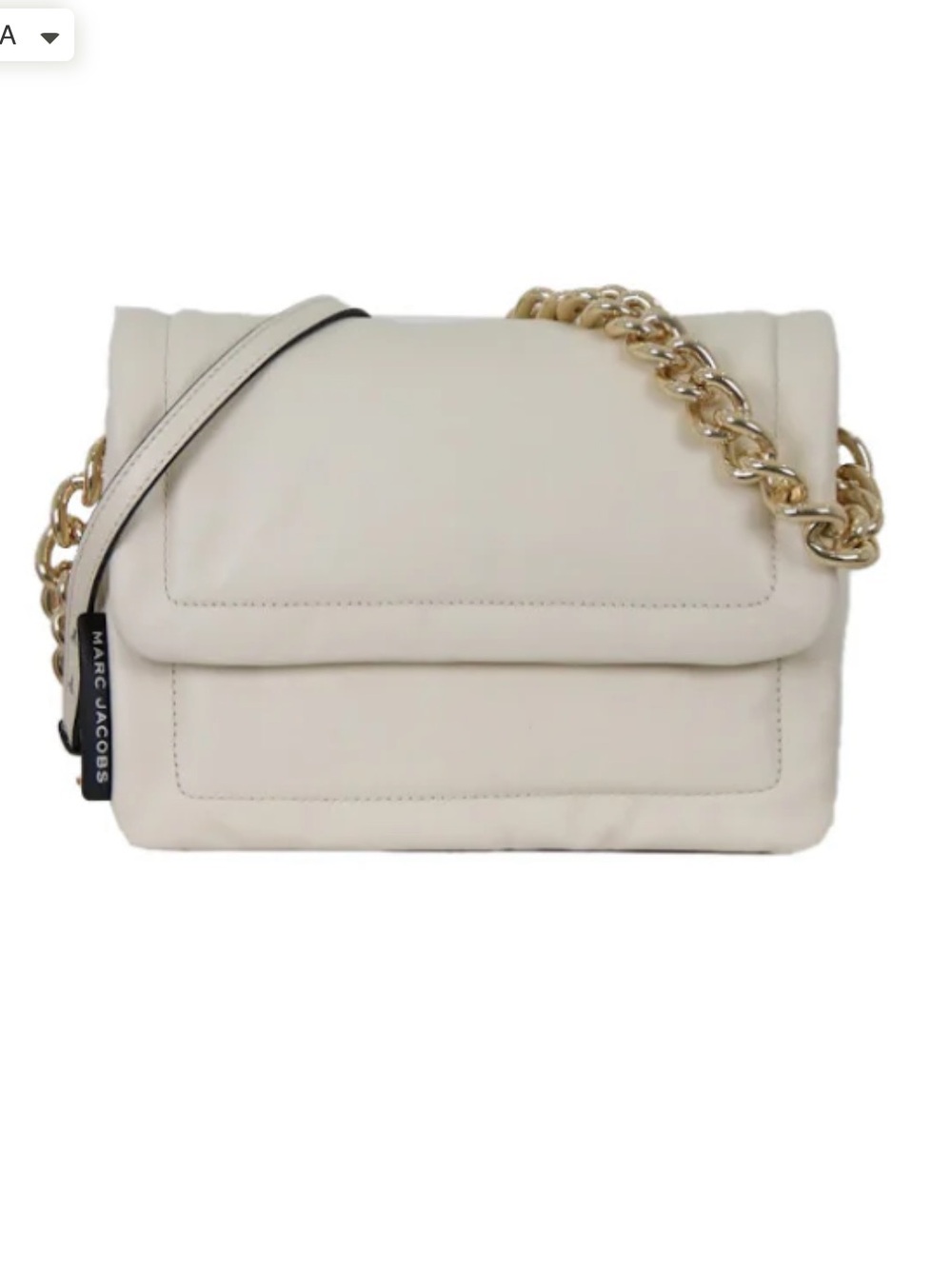 Marc Jacobs Cream Pillow-Soft Leather Crossbody with Gold Chain